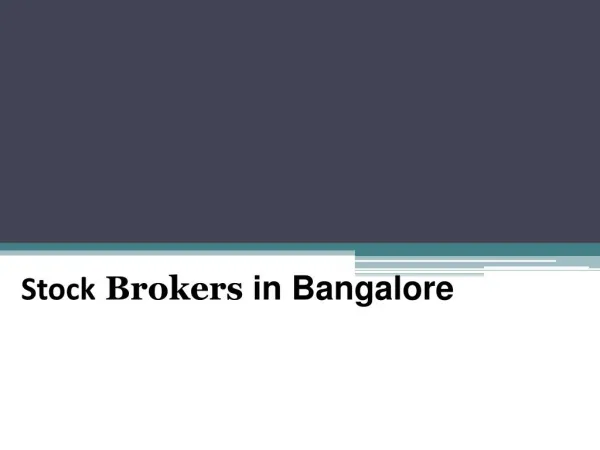 Stock Brokers in Bangalore - Investallign
