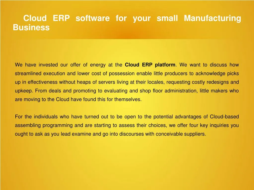 cloud erp software for your small manufacturing business