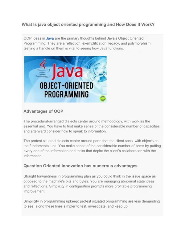 What Is java object oriented programming and How Does It Work?