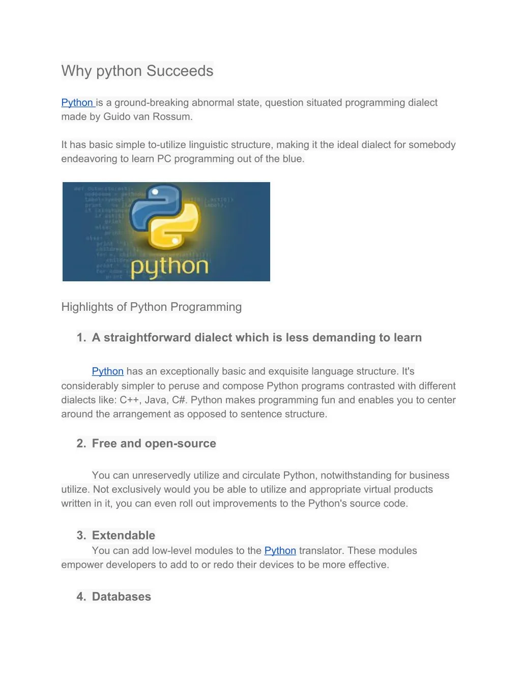 why python succeeds python is a ground breaking