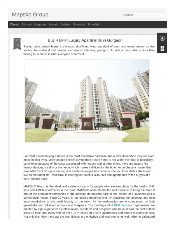 Buy 4 BHK Luxury Apartments in Gurgaon
