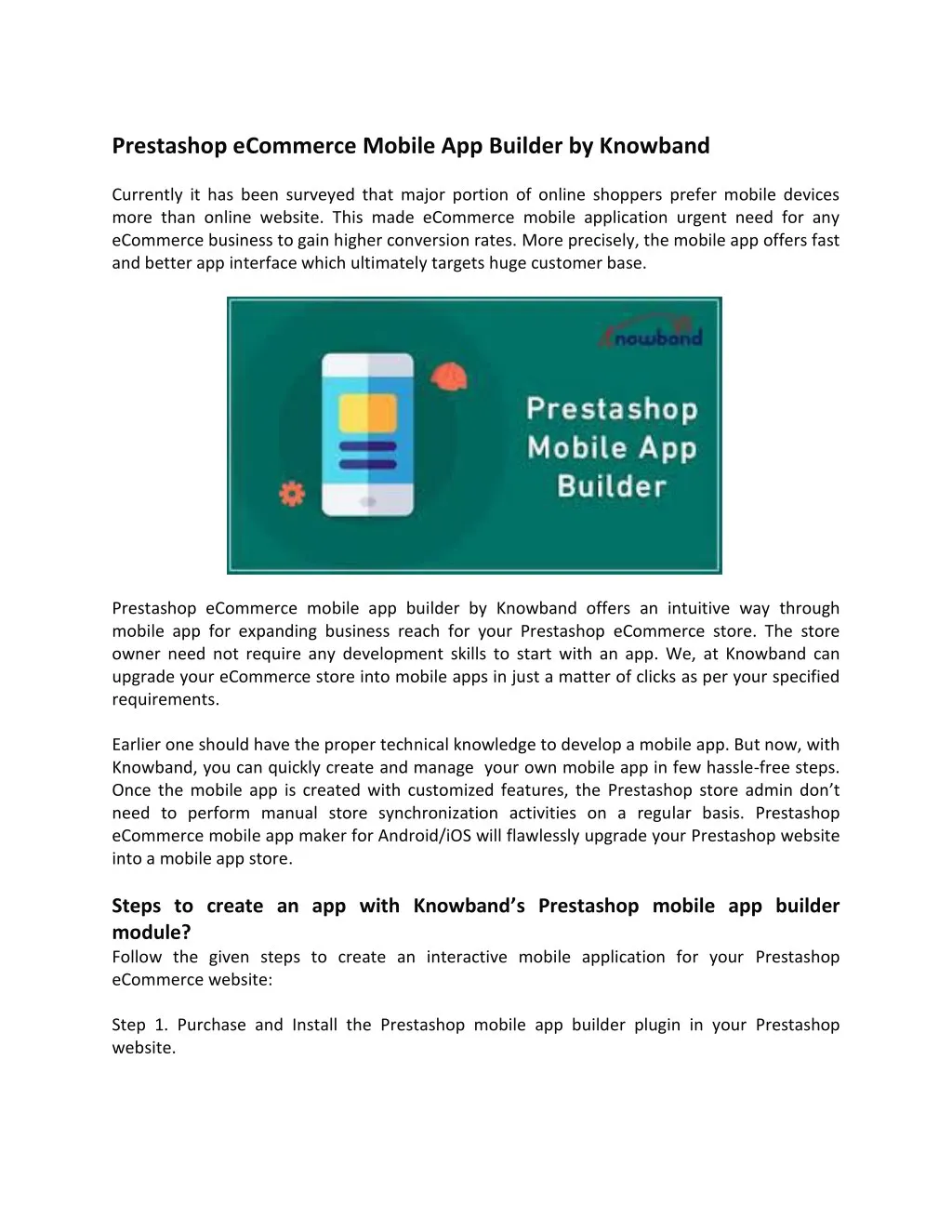 prestashop ecommerce mobile app builder