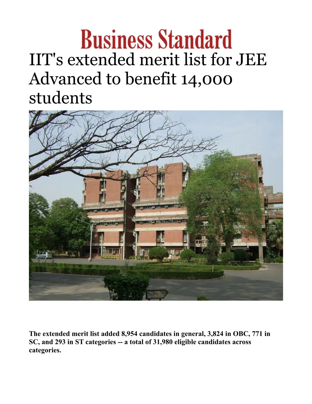 iit s extended merit list for jee advanced