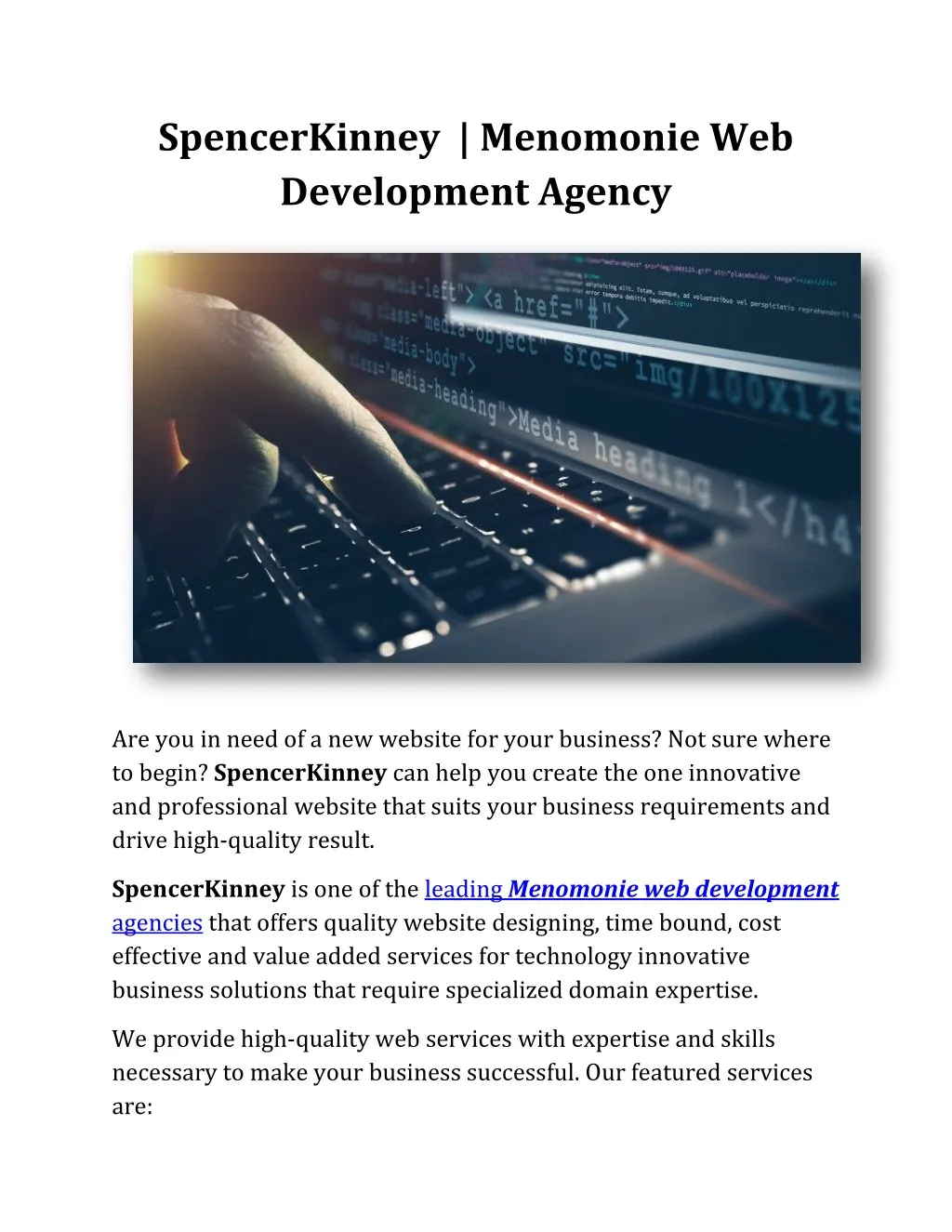 spencerkinney menomonie web development agency