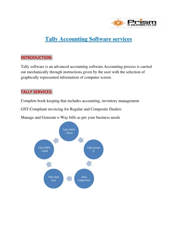 Tally accounting software services | PrismIT