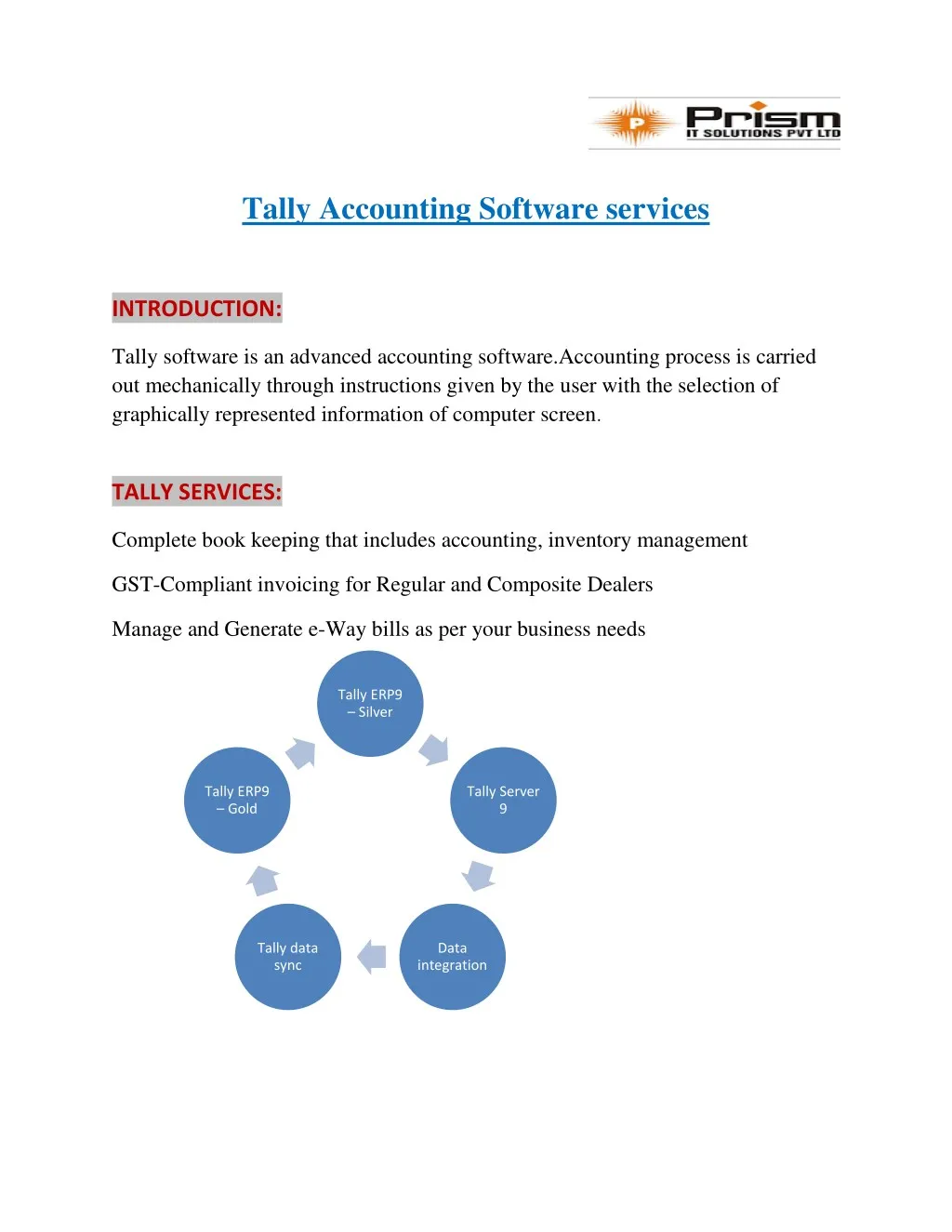 tally accounting software services