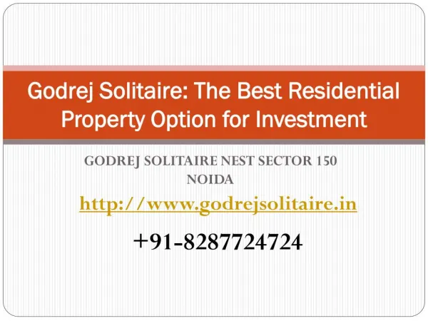 Godrej Solitaire: The Best Residential Property Option for Investment