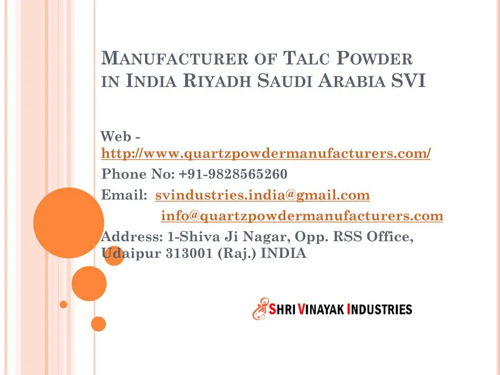 manufacturer of talc powder in india riyadh saudi arabia svi