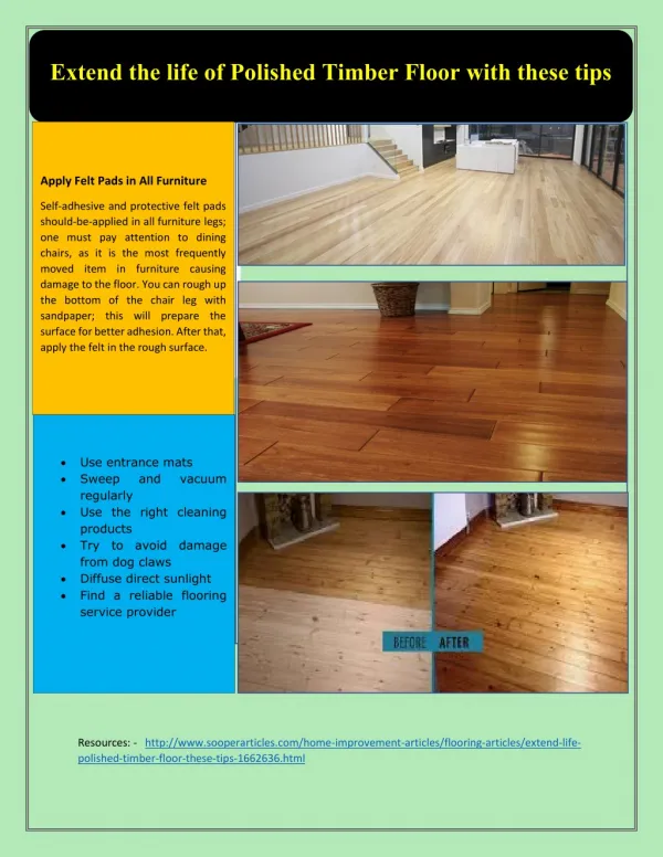 Extend the life of Polished Timber Floor with these tips