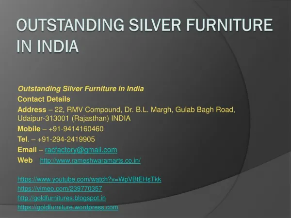 Outstanding Silver Furniture in India