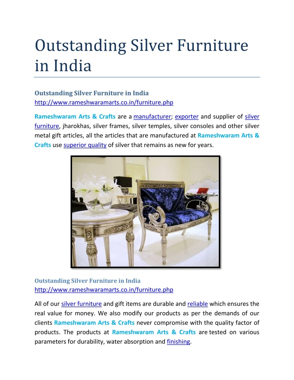 outstanding silver furniture in india