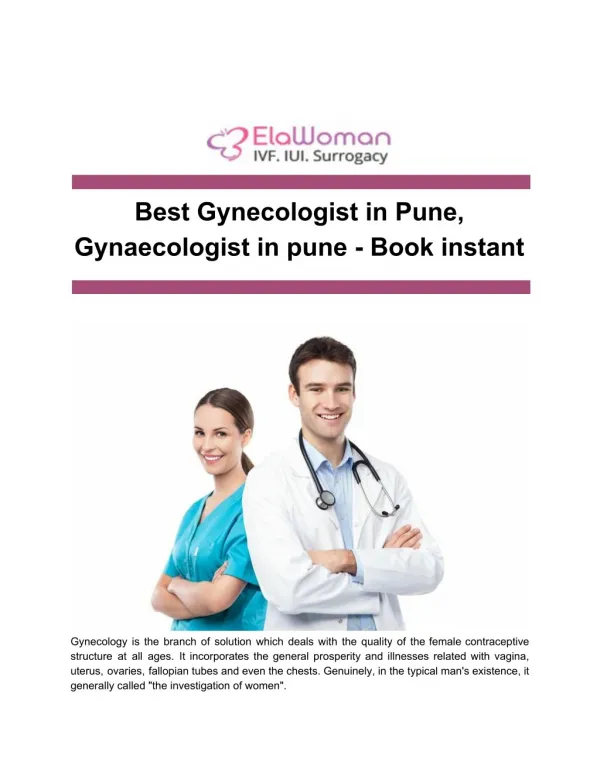 Best Gynecologist in Pune, Gynaecologist in pune - Book instant