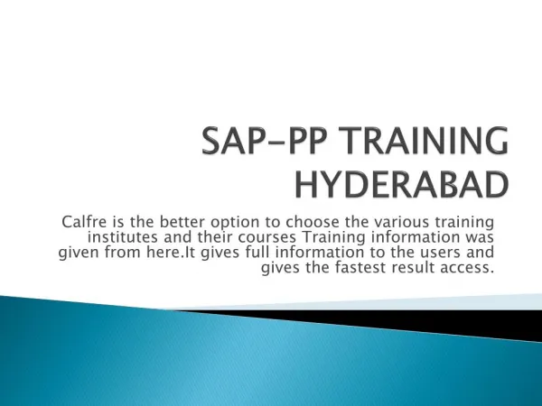 How to find best sap-pp training institutes in Hyderabad