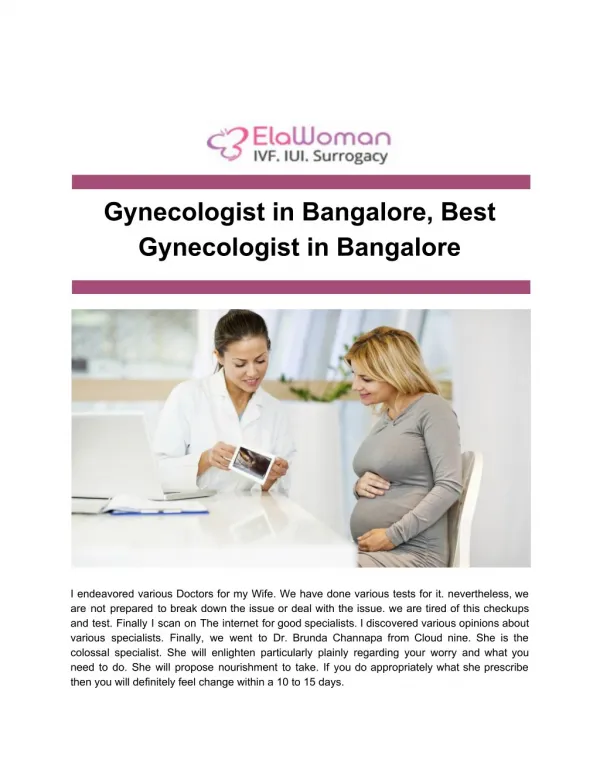 Gynecologist in Bangalore