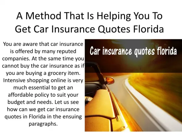 car insurance quotes in florida