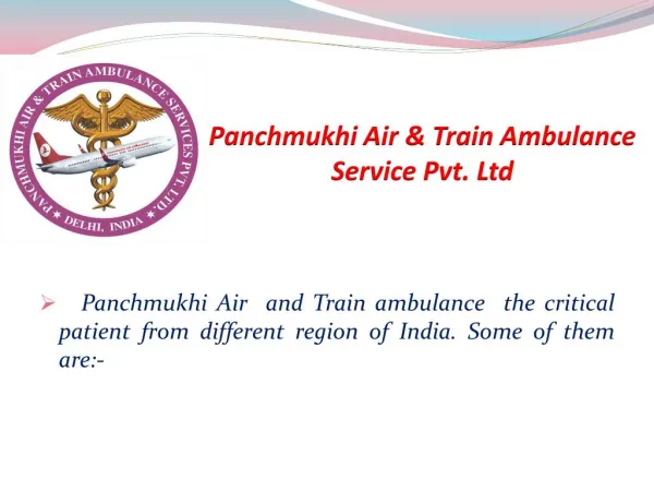 Instant medical help by Panchmukhi Air Ambulance Service in Delhi