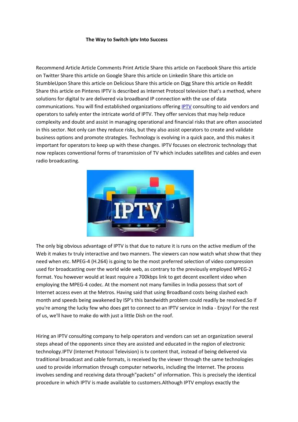 the way to switch iptv into success