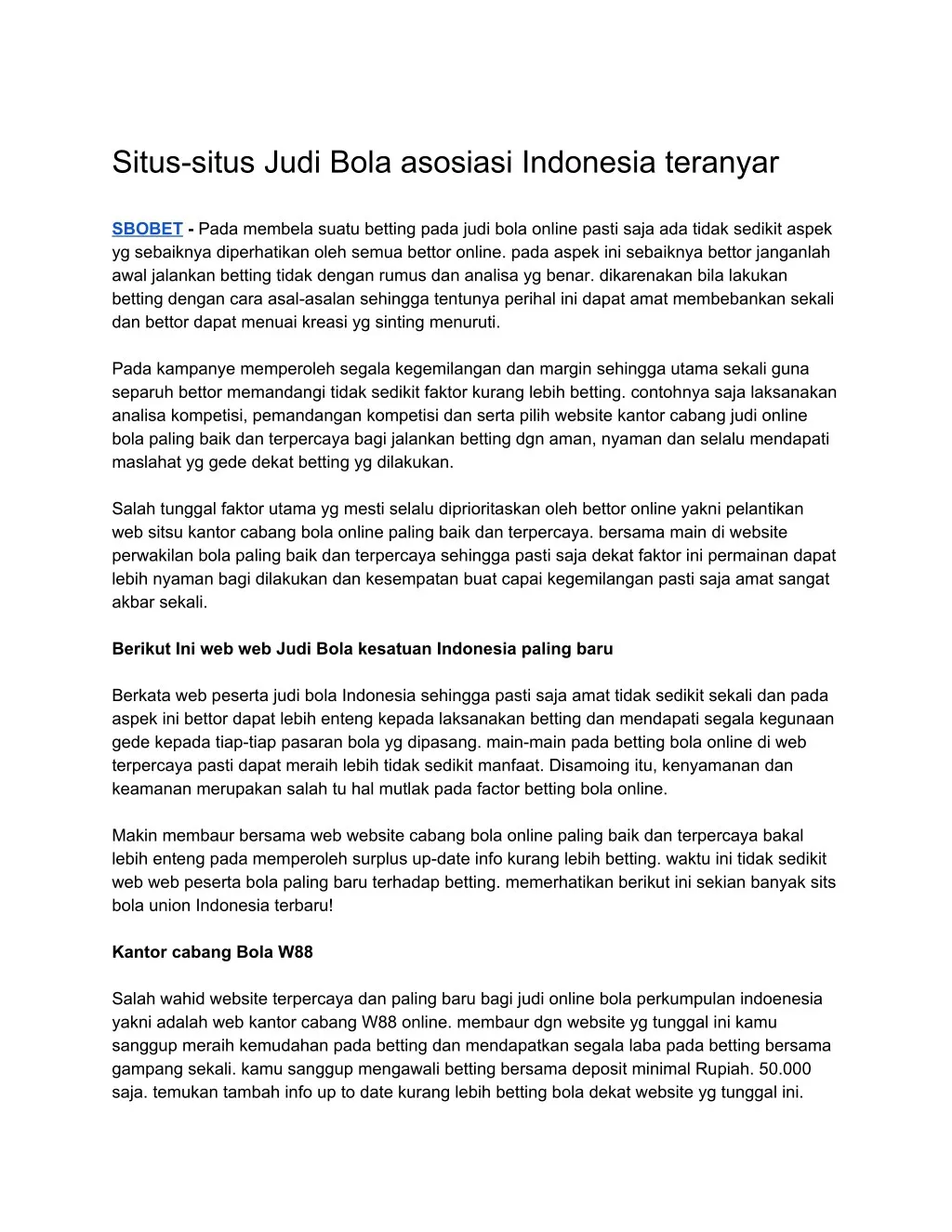situs situs judi bola asosiasi indonesia teranyar
