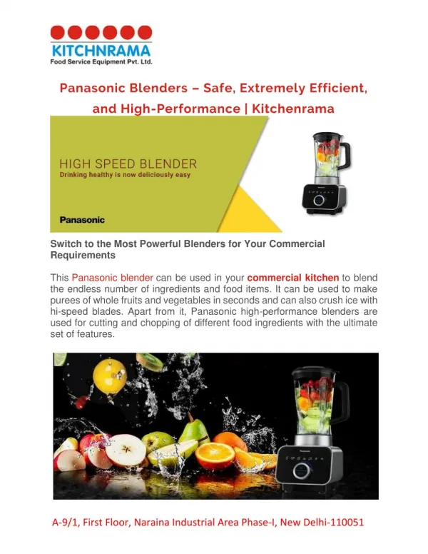 Panasonic Blenders – Safe, Extremely Efficient, and High-Performance | Kitchenrama