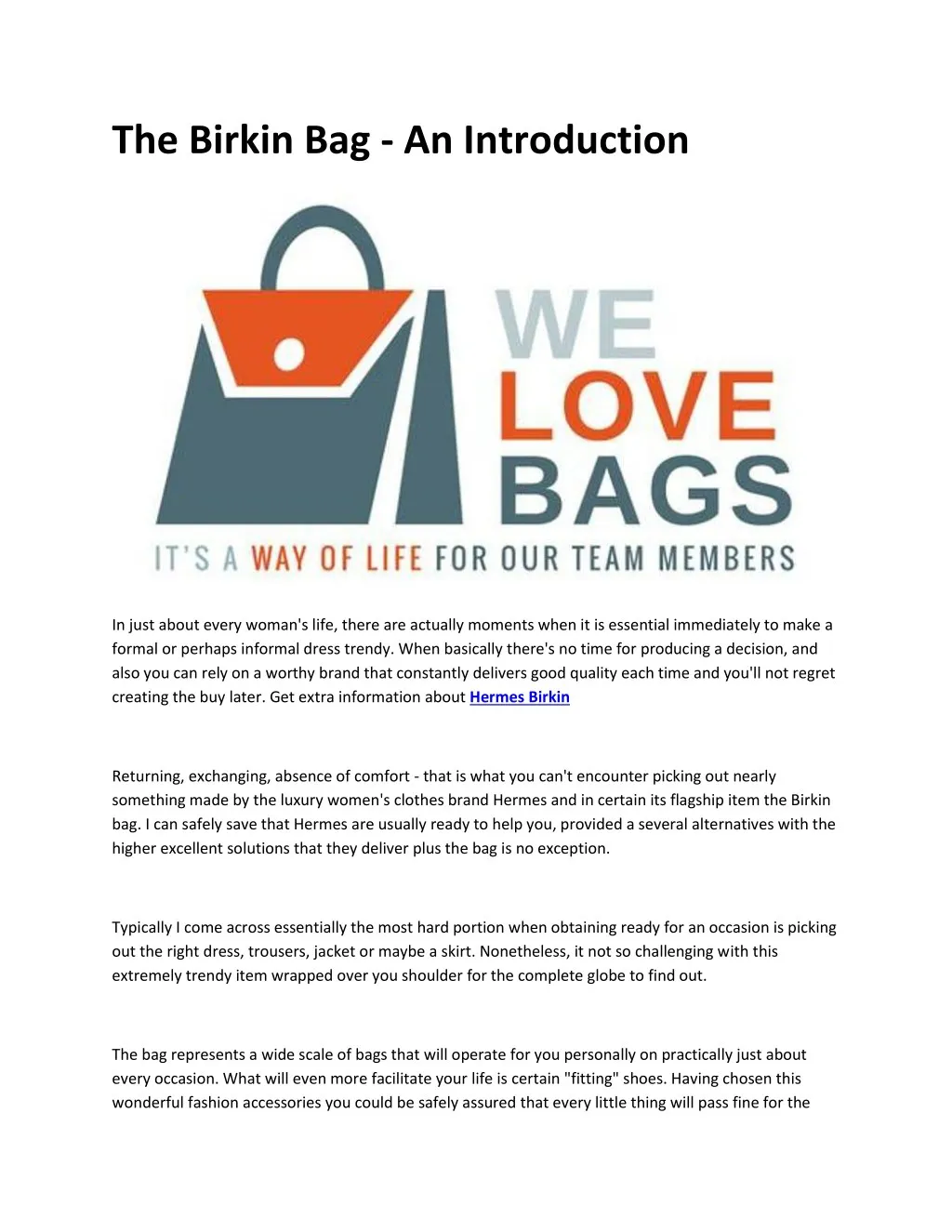 the birkin bag an introduction