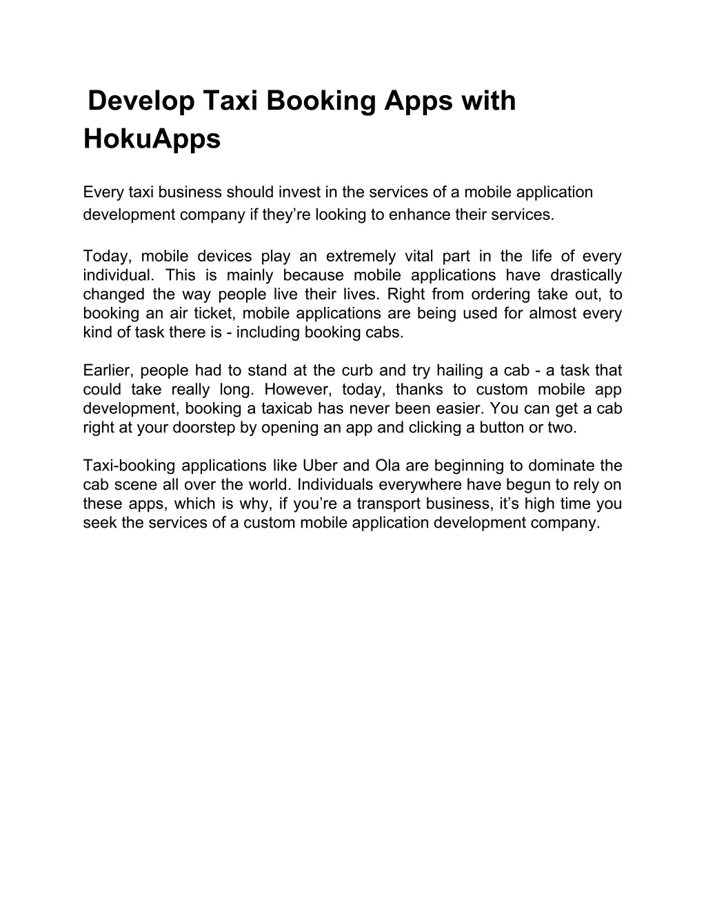 develop taxi booking apps with hokuapps every