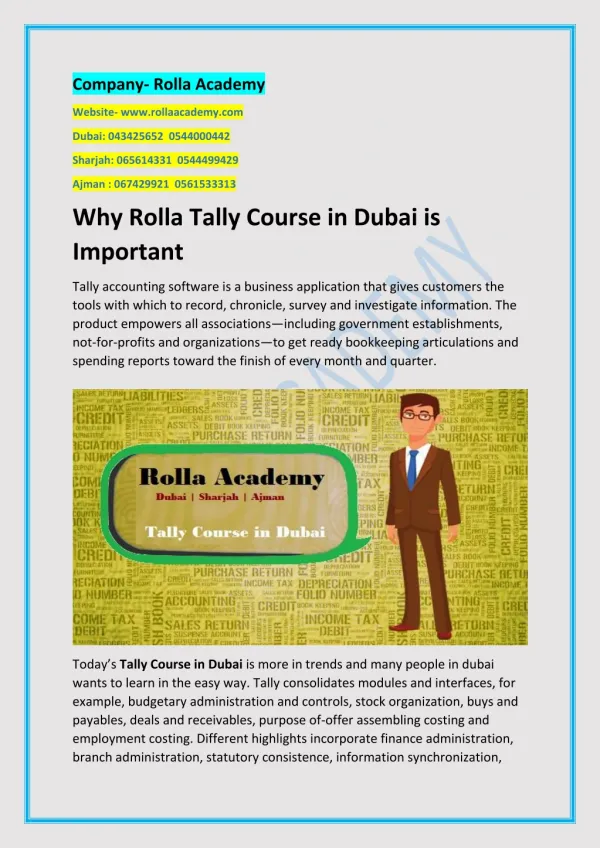 Why Rolla Tally Course in Dubai is Important
