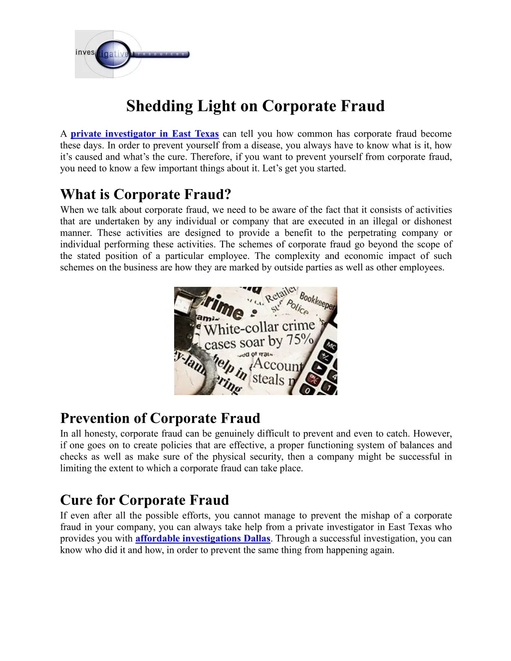 shedding light on corporate fraud