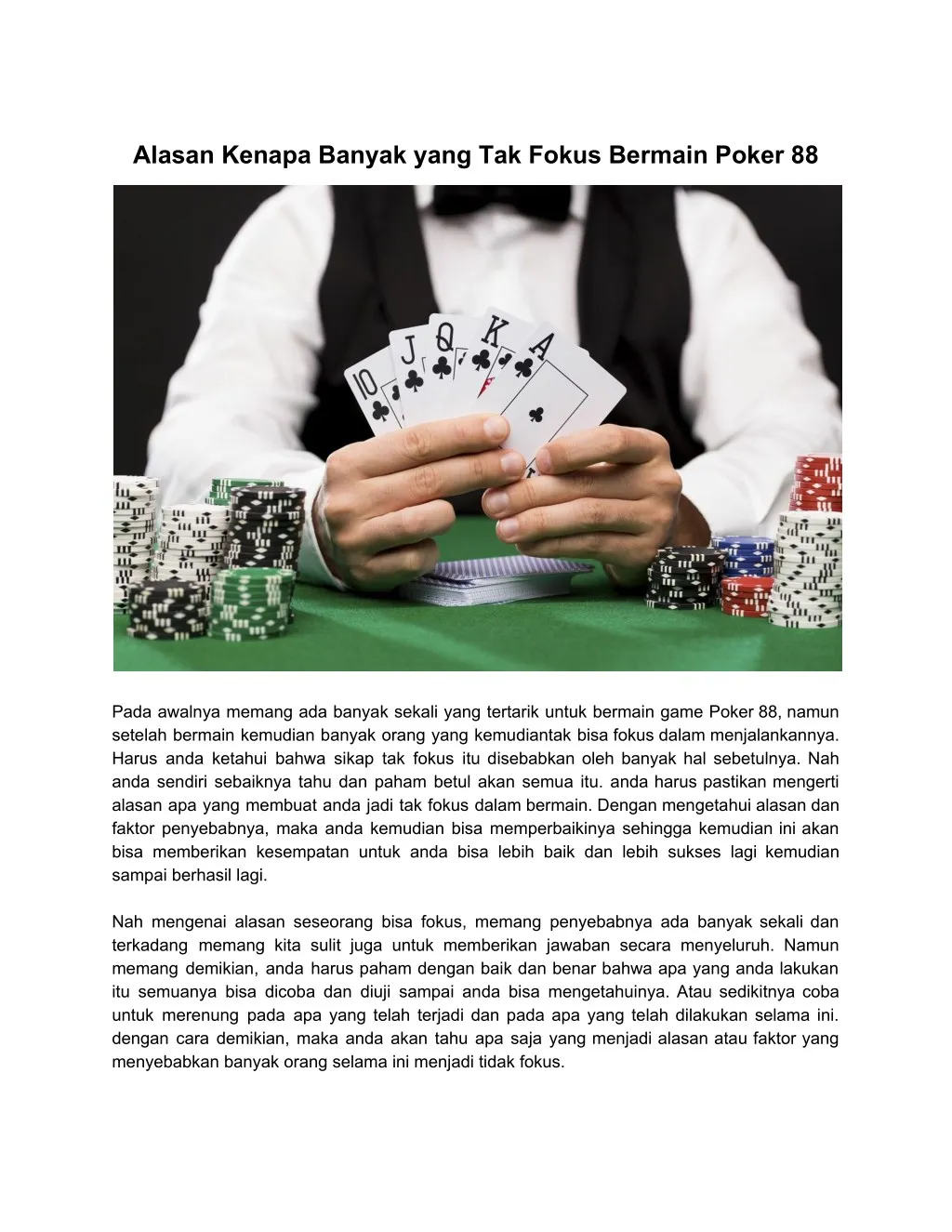 alasan kenapa banyak yang tak fokus bermain poker