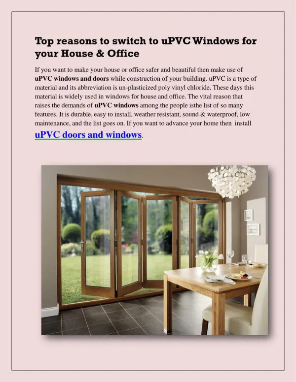 Top reasons to switch to uPVC Windows for your House & Office