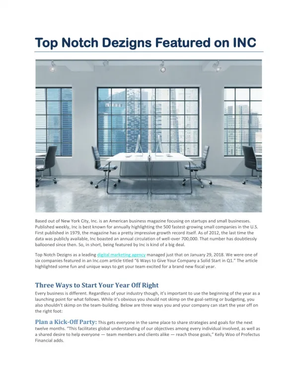 Top Notch Dezigns Featured on INC
