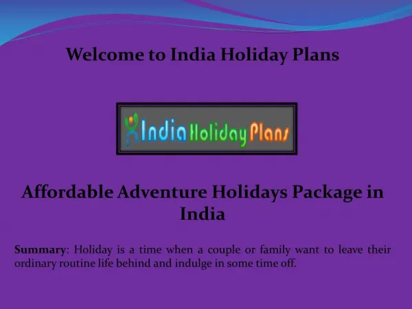 Trips in India, holiday packages in India - indiaholidayplans