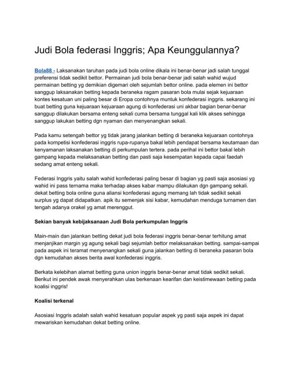 judi bola federasi inggris apa keunggulannya
