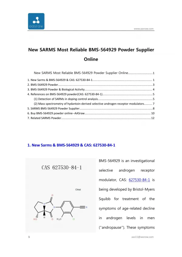 New SARMS Most Reliable? BMS-564929? Powder Supplier Online