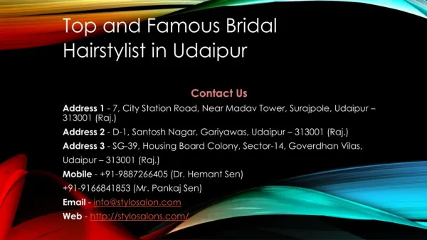 Top and famous bridal hairstylist in udaipur