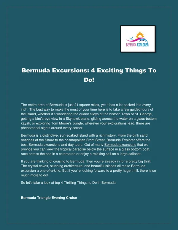 Bermuda Excursions: 4 Exciting Things To Do!