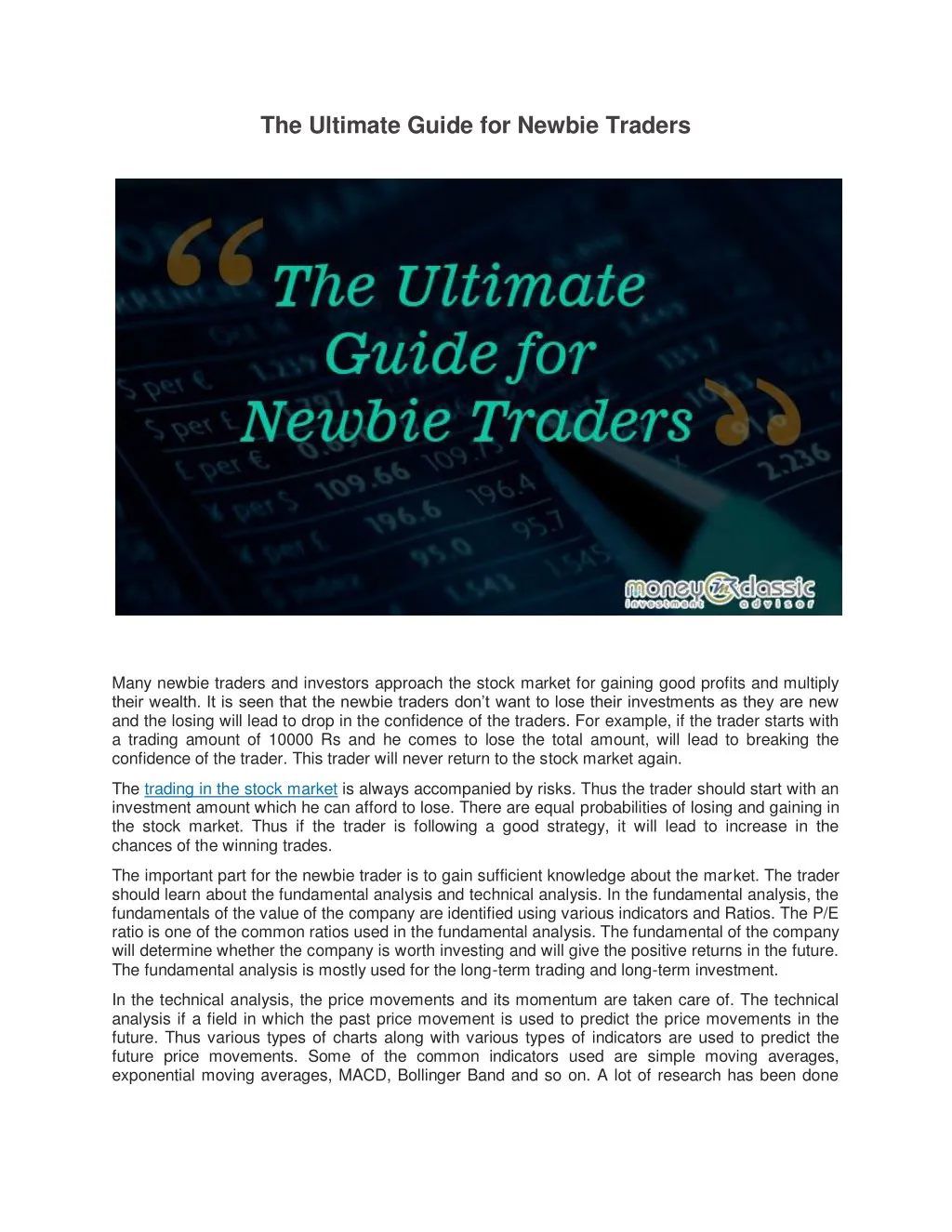 the ultimate guide for newbie traders