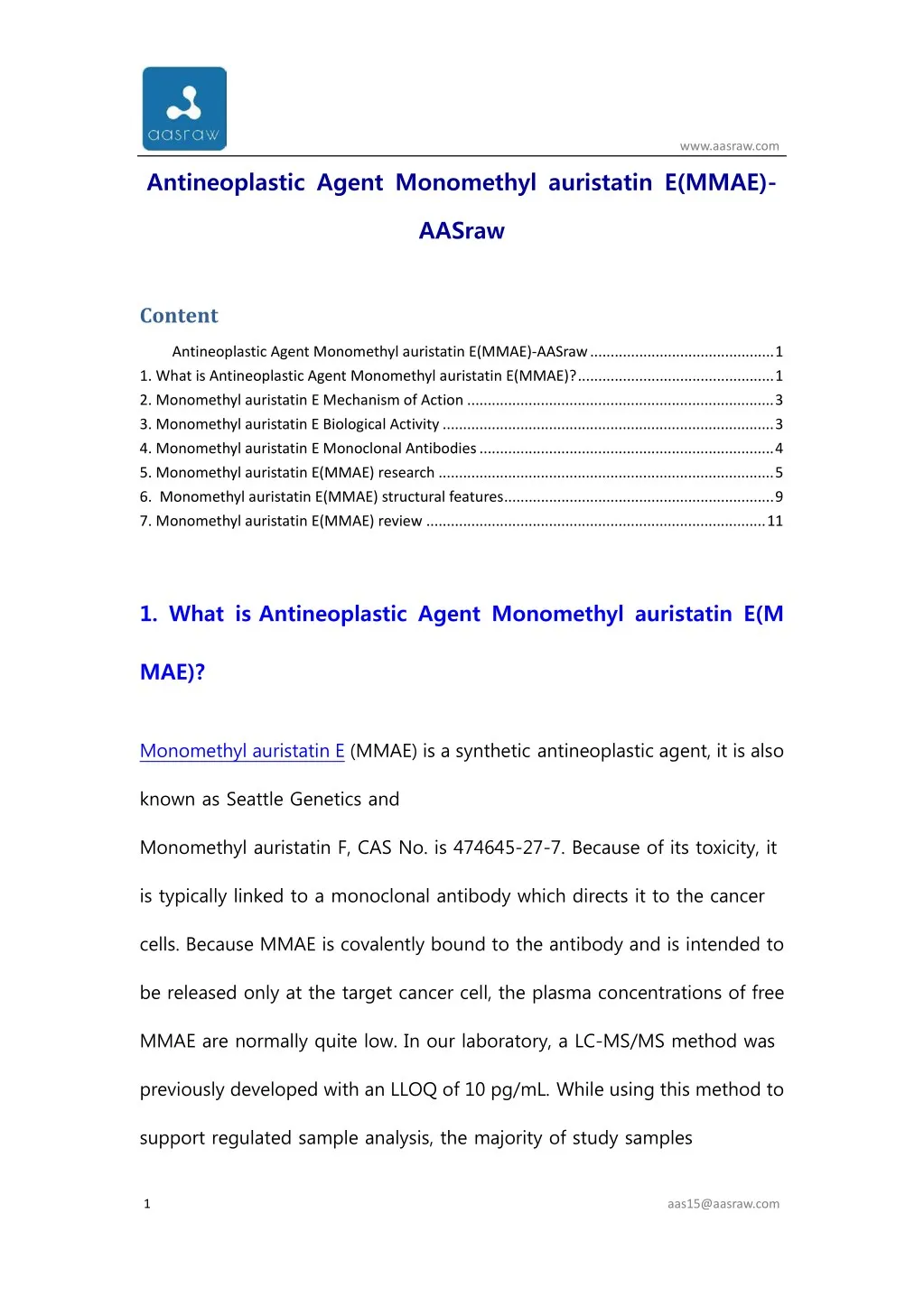 www aasraw com antineoplastic agent monomethyl