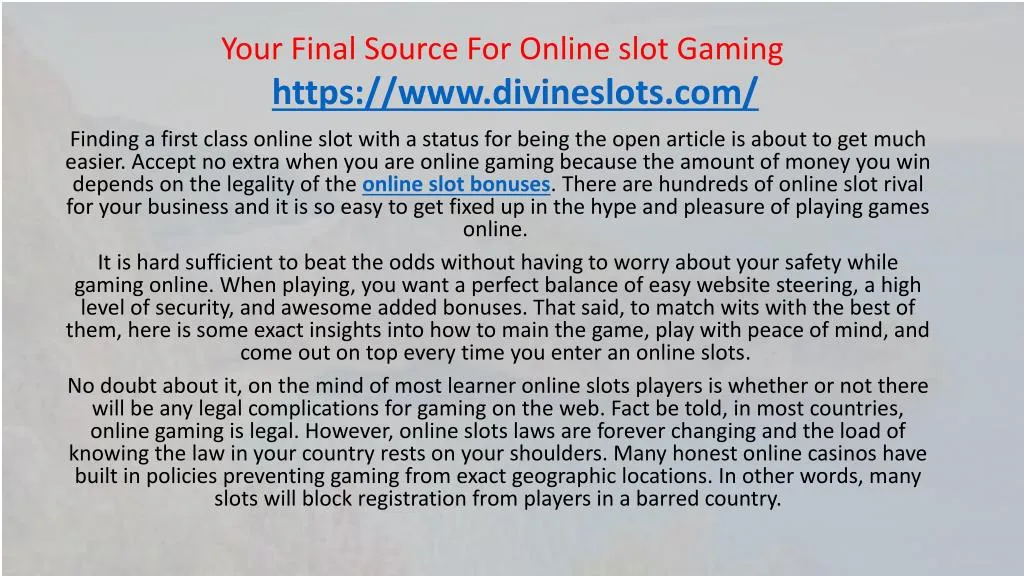 your final source for online slot gaming