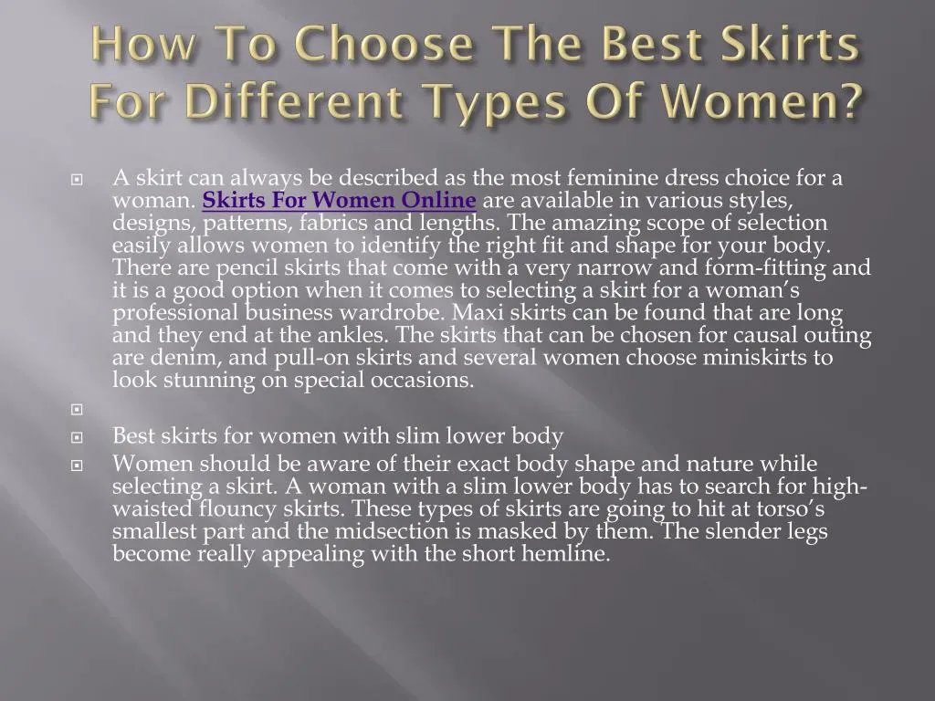 how to choose the best skirts for different types of women