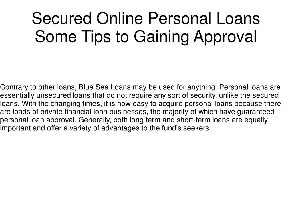secured online personal loans some tips to gaining approval