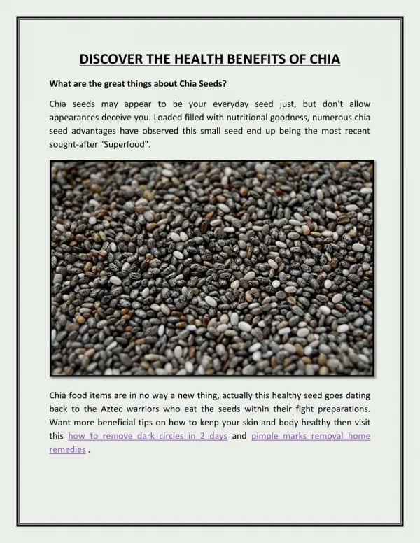 Discover the health Benefits of Chia Seeds