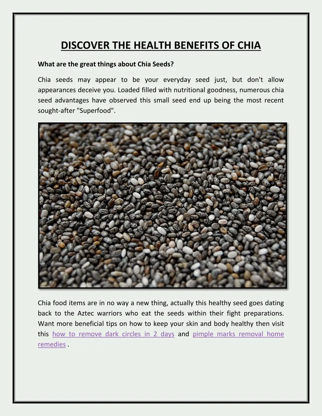 discover the health benefits of chia