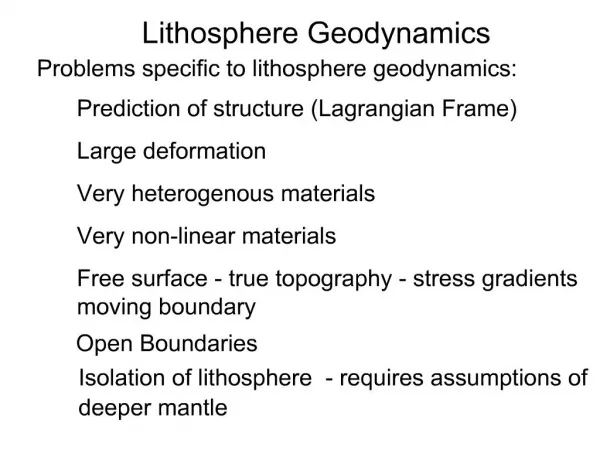 Lithosphere Geodynamics