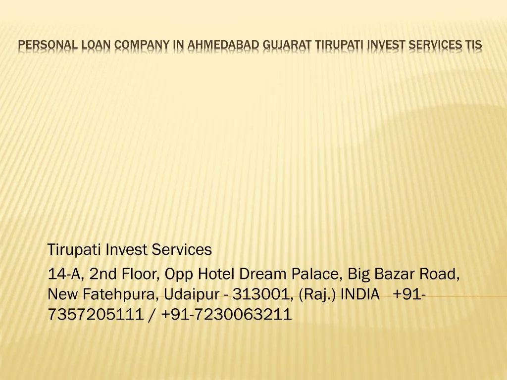 personal loan company in ahmedabad gujarat tirupati invest services tis