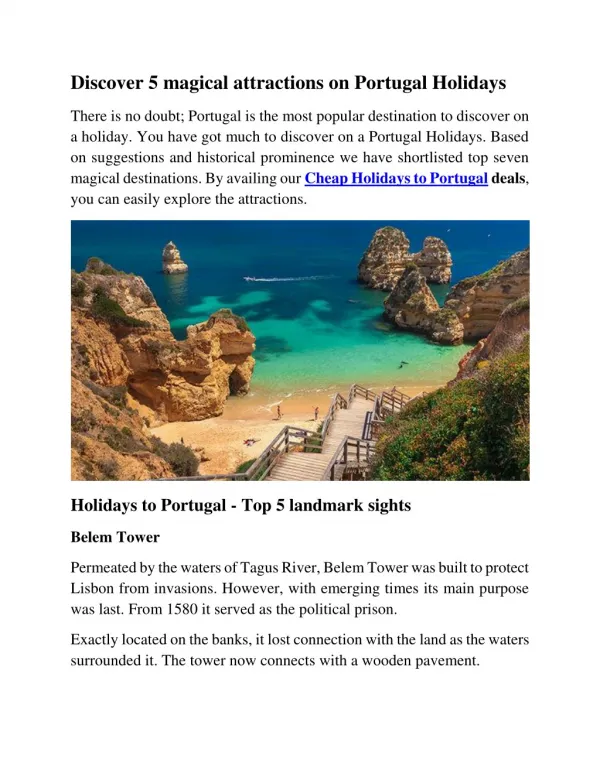 Holidays to Portugal - Top 5 attractive sights
