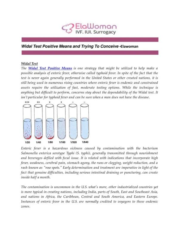 Widal Test Positive Means and Trying To Conceive