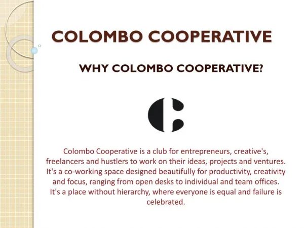 Co Operative Working Space| Startup Office Space - Colombo Cooperative