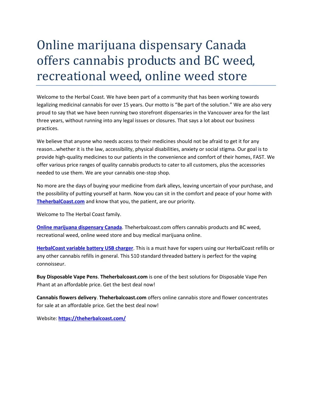 online marijuana dispensary canada offers