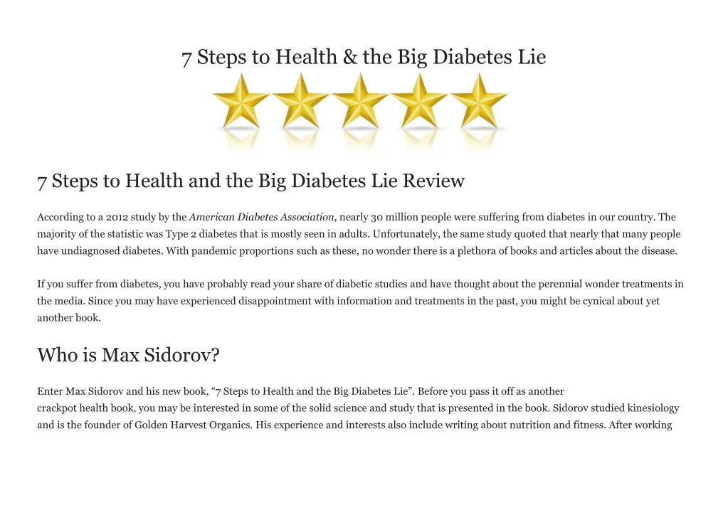 7 steps to health and the big diabetes