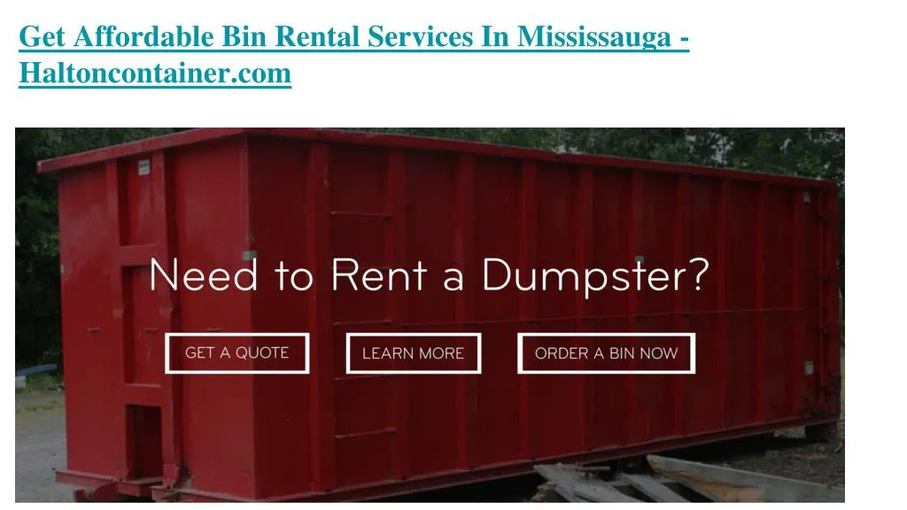 get affordable bin rental services in mississauga